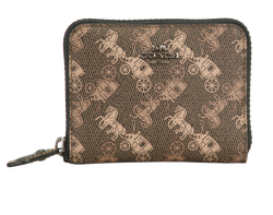 Coach Carriage Print Compact Wallet, Canvas/Leather, Brown, MIP, DB, 3*